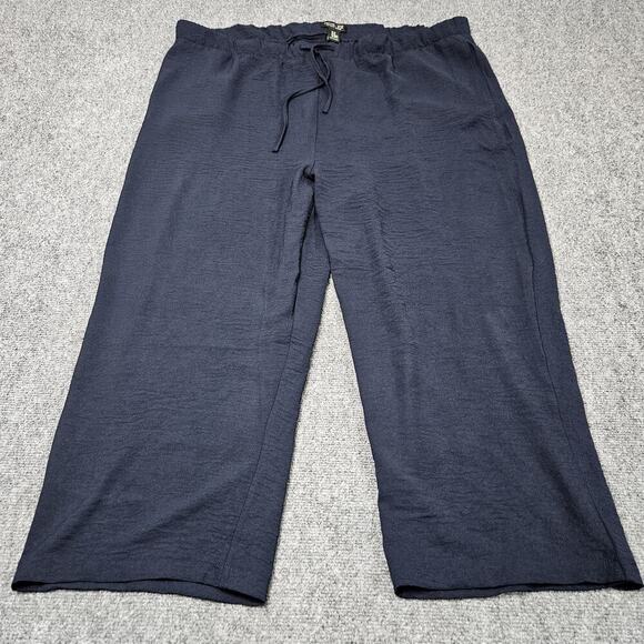 Rachel Zoe Pants Women's 2XL / XXL Black Capri Straight Wide Leg Elastic Waist - Picture 1 of 7